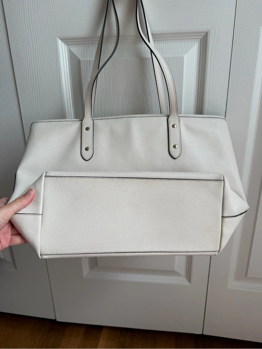 Coach Cream Leather Tote with Gold Logo Hardware